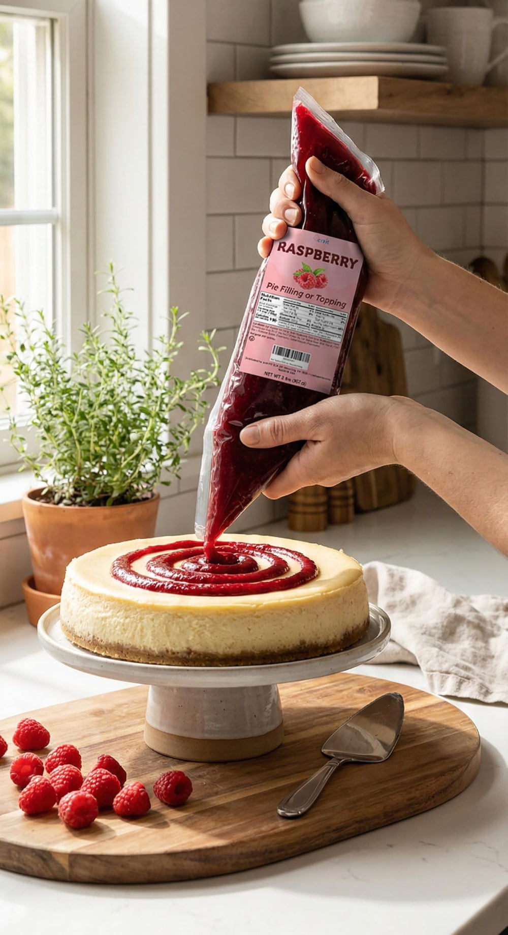crait squeezing filling onto pastry demonstrating no-mess fast application