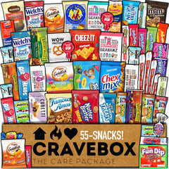 CRAVEBOX front packaging showing full snack assortment and gift-ready look