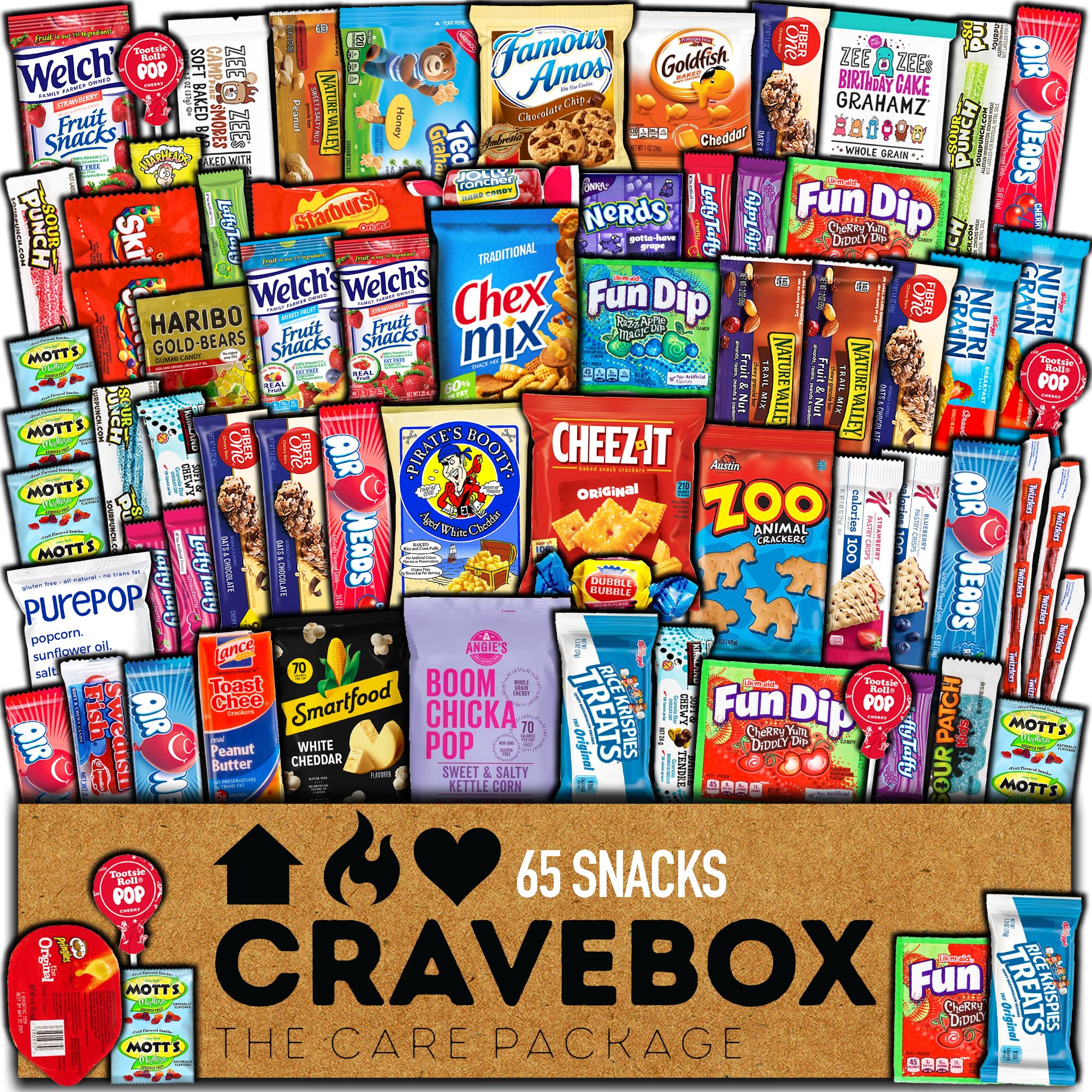 CRAVEBOX front packaging showing box label and snack count, highlights convenience