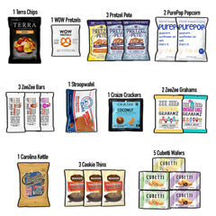 CRAVEBOX open box revealing assorted single-serve snacks for immediate sharing