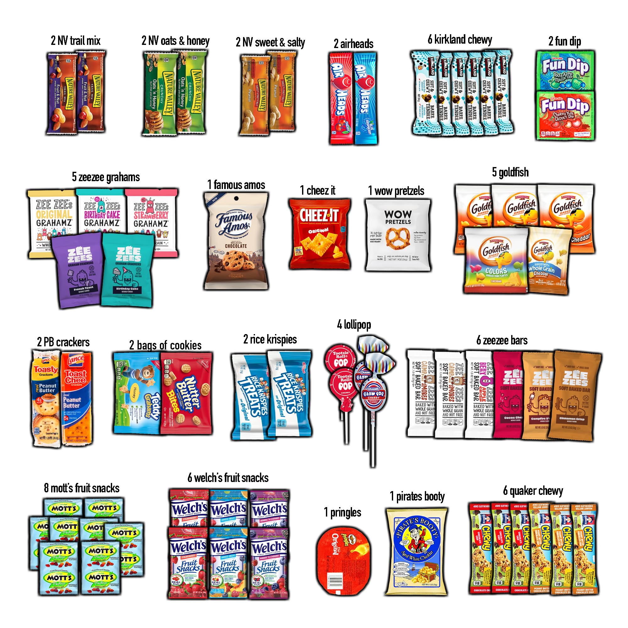CRAVEBOX open box overhead view highlighting mixed individually wrapped snacks