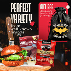 Cravekraft contents spread with ten meat snacks displayed for variety and selection