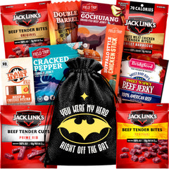 Cravekraft front packaging showing gift bag and assorted jerky, ideal gift presentation