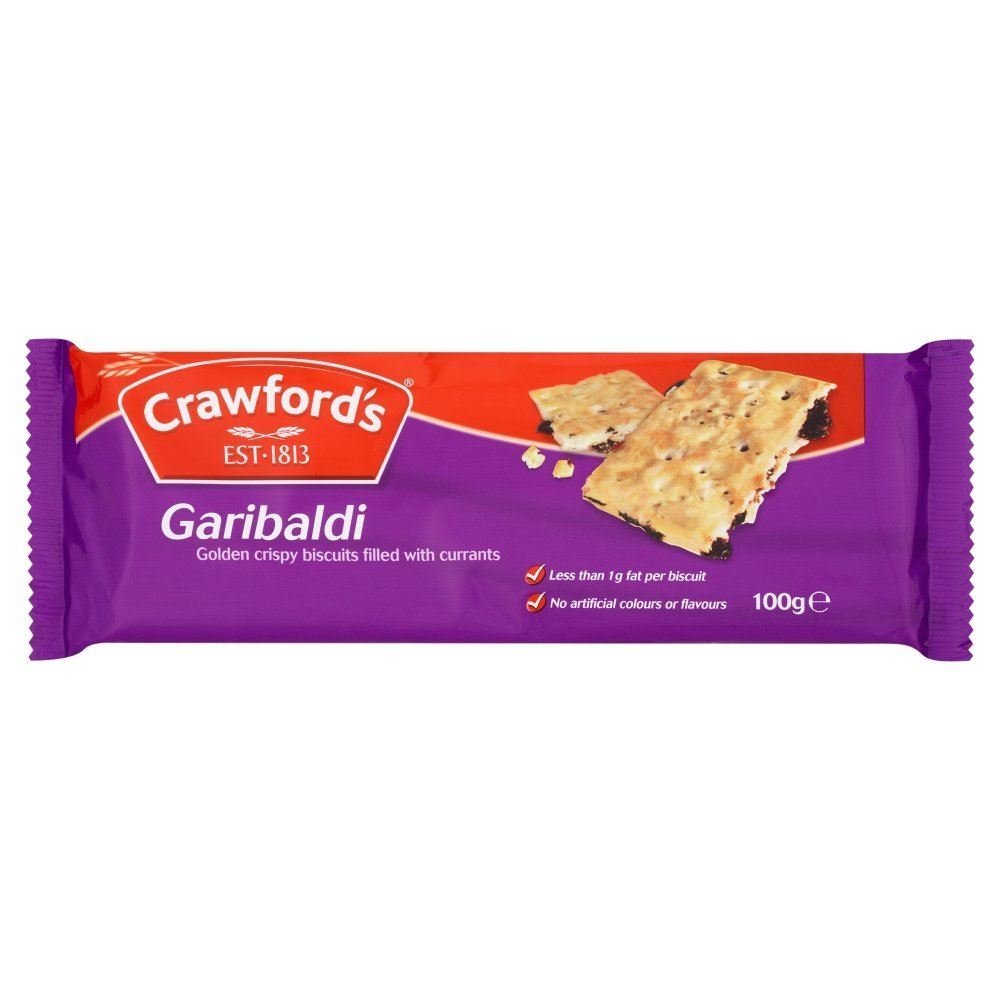 Crawfords Garibaldi front pack displaying biscuits and convenient on-the-go snacking