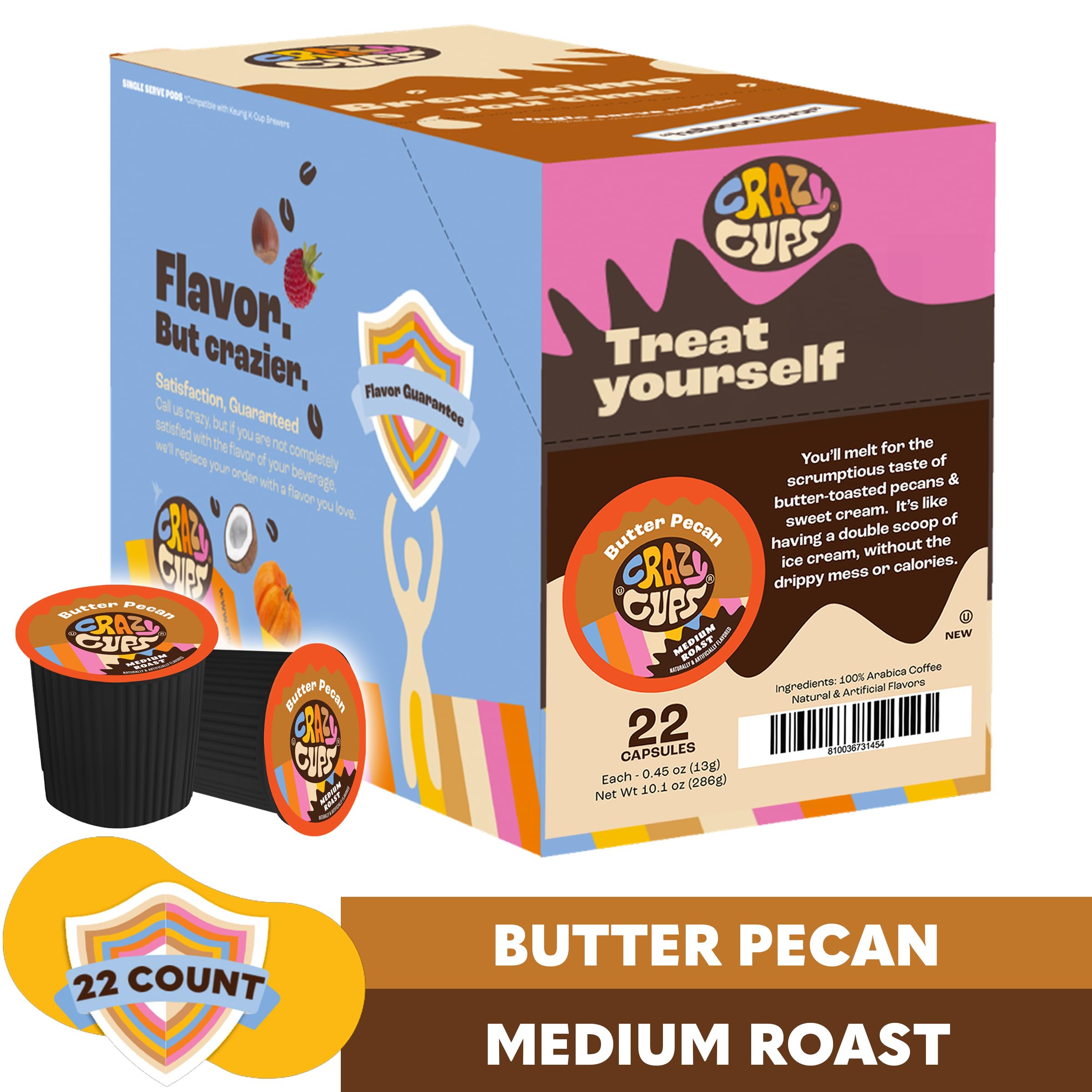 Crazy Cups butter pecan ground coffee on a spoon highlighting roast texture and nutty aroma