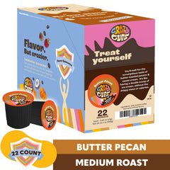 Crazy Cups butter pecan ground coffee on a spoon highlighting roast texture and nutty aroma