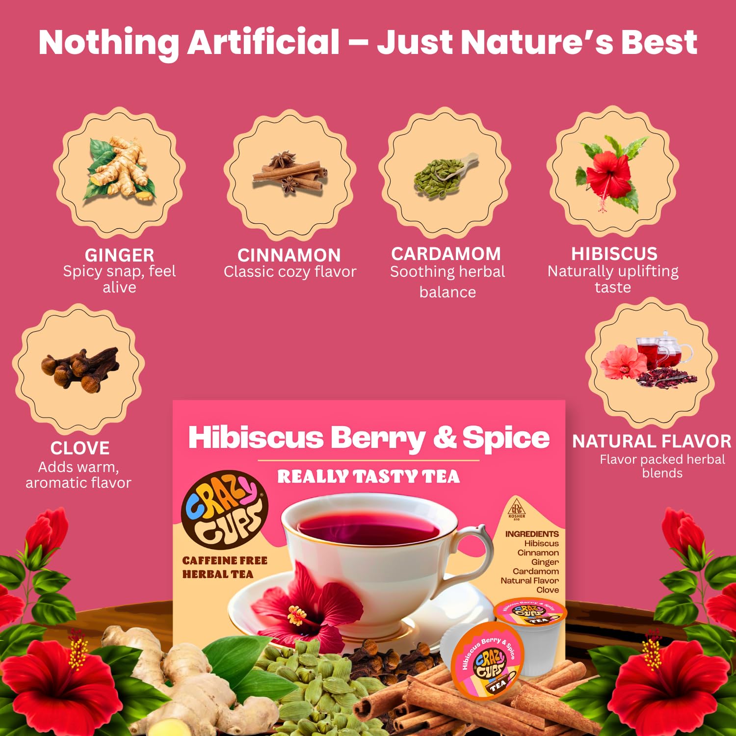 Crazy Cups single pod top view highlighting easy Keurig compatibility benefit