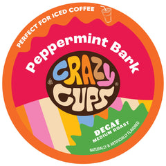 Crazy Cups front packaging showing peppermint bark flavor and festive benefit