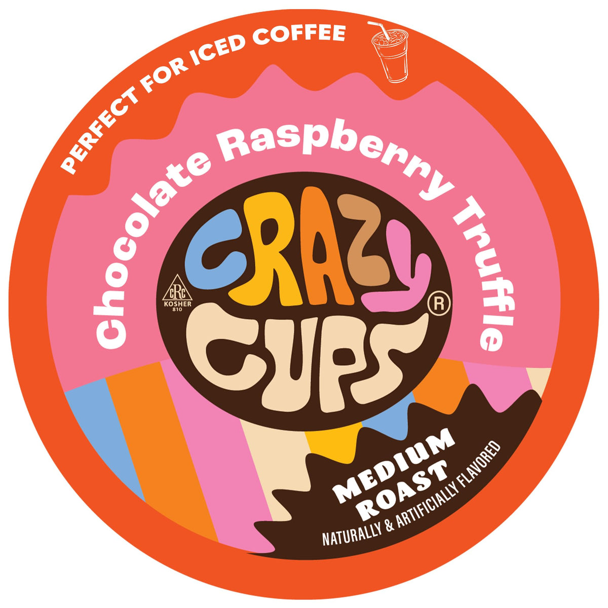 Crazy Cups front packaging showing chocolate raspberry pods and value pack convenience