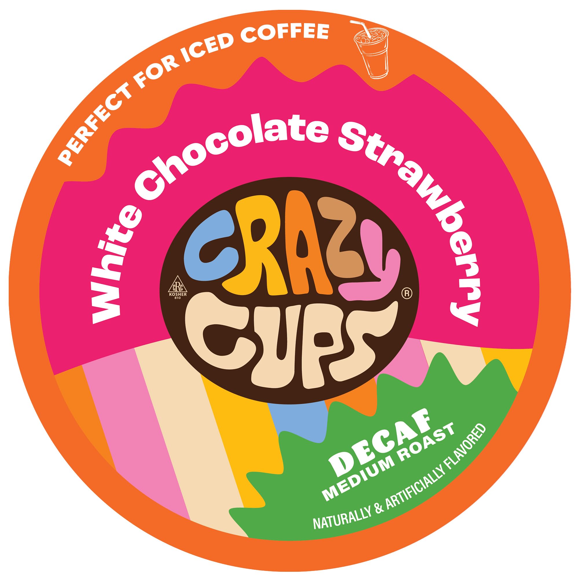 Crazy Cups front packaging showing white chocolate strawberry flavor and benefits
