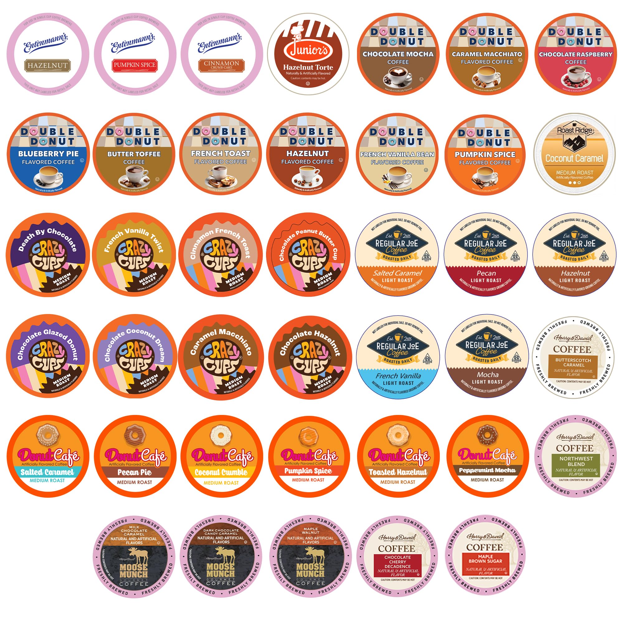 Crazy Cups front packaging showing 80-count sampler and brand variety benefit