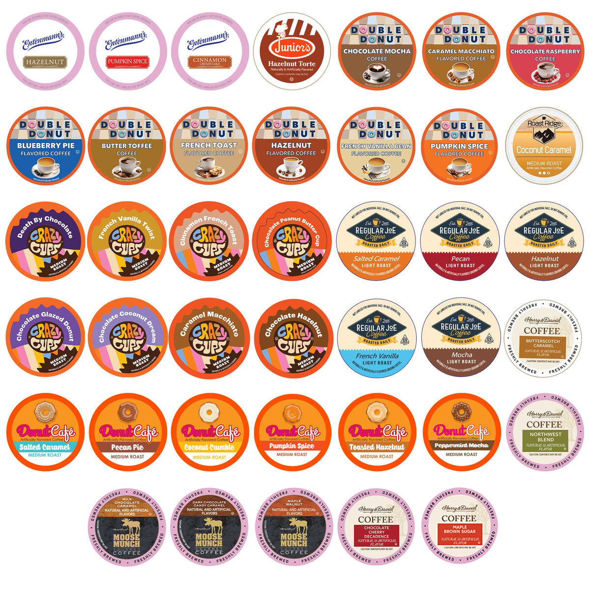 Crazy Cups front packaging showing 80-count sampler and brand variety benefit