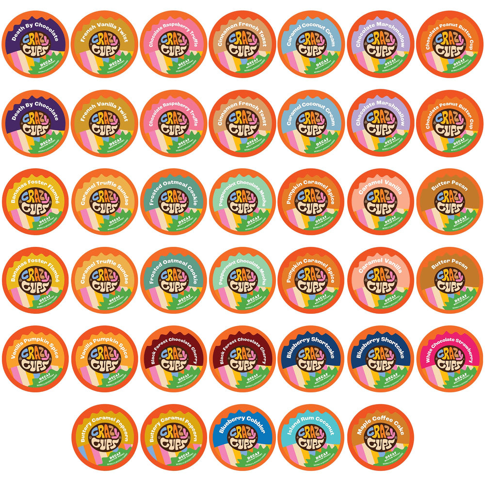 Crazy Cups front packaging showing variety pack and benefits