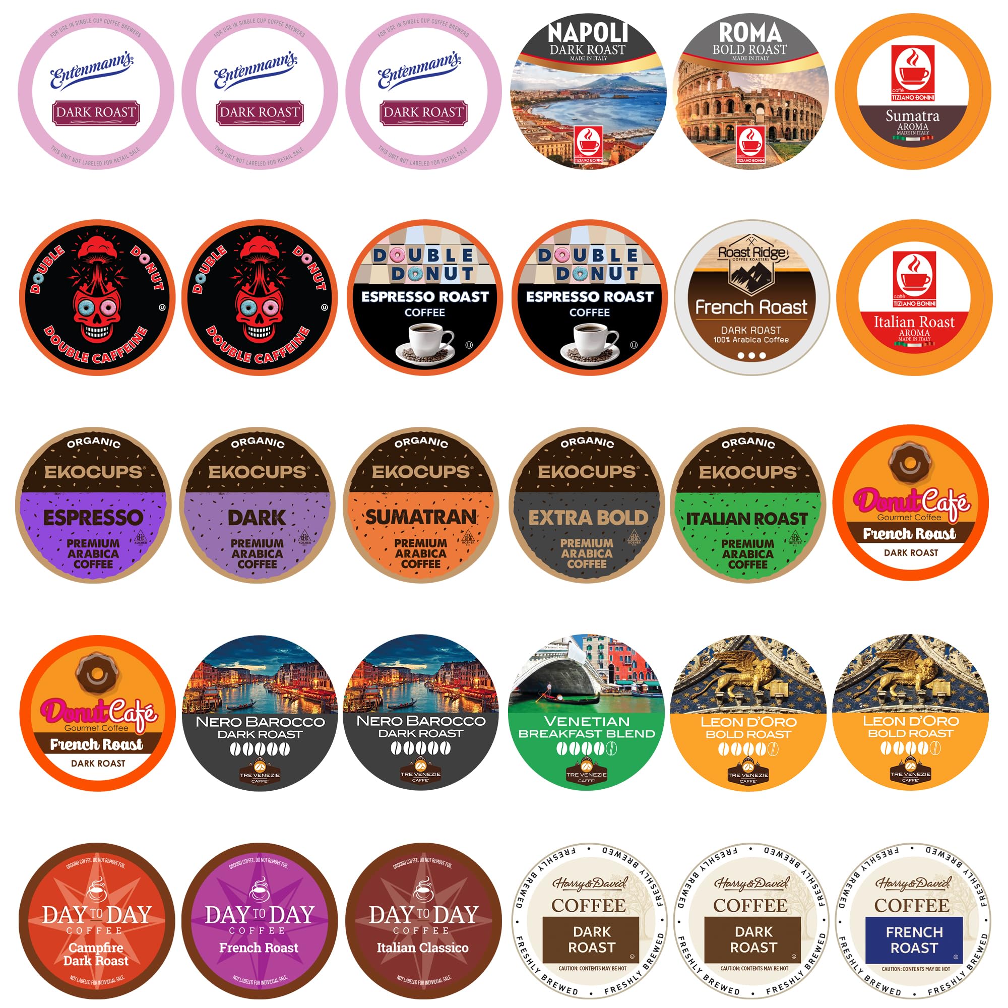 Crazy Cups front packaging showing 30-count dark roast variety and bold flavors