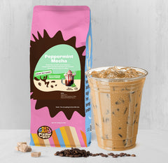 Crazy Cups iced peppermint mocha in glass showing refreshing chilled enjoyment benefit