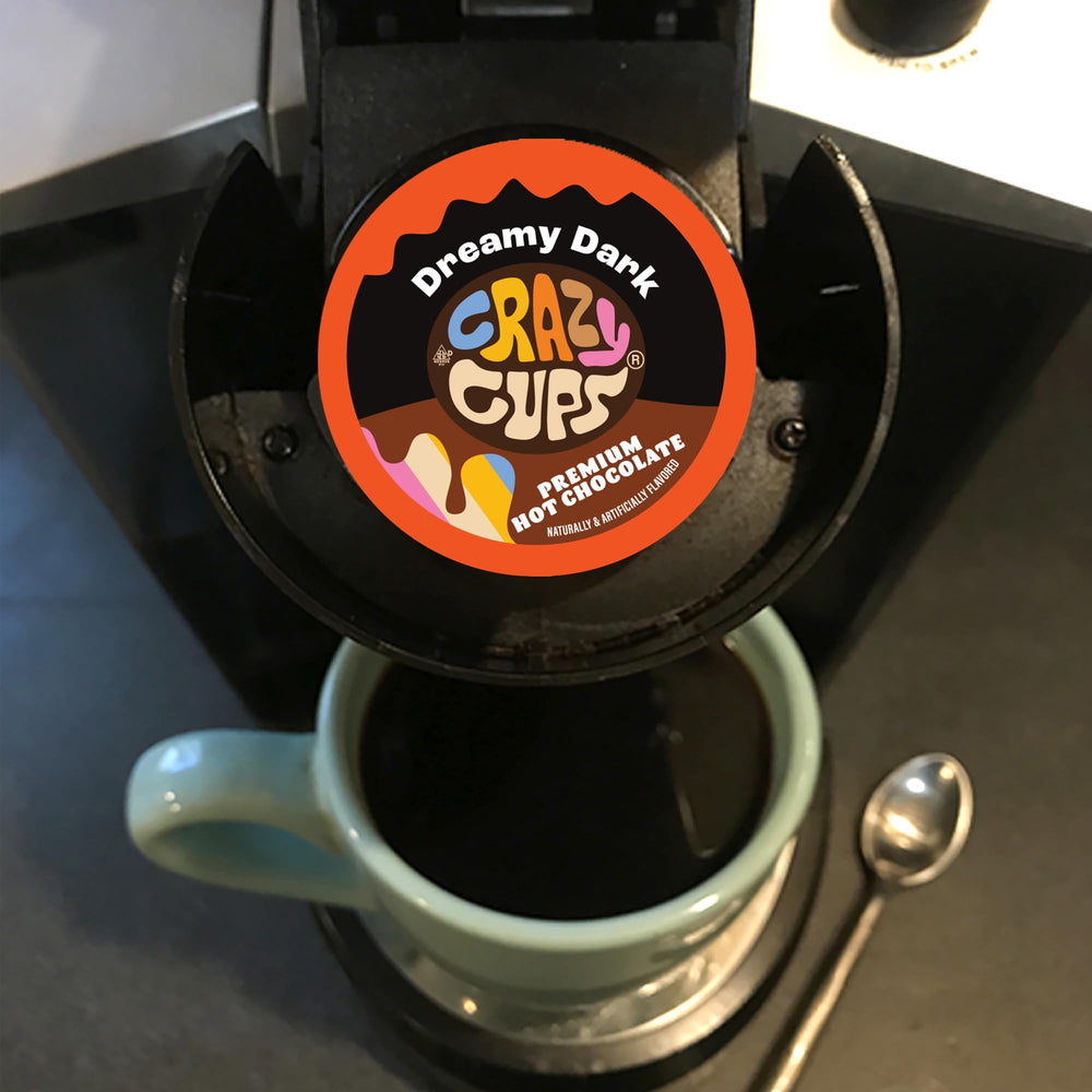 Crazy Cups pod beside a ruler showing scale and single-serve convenience