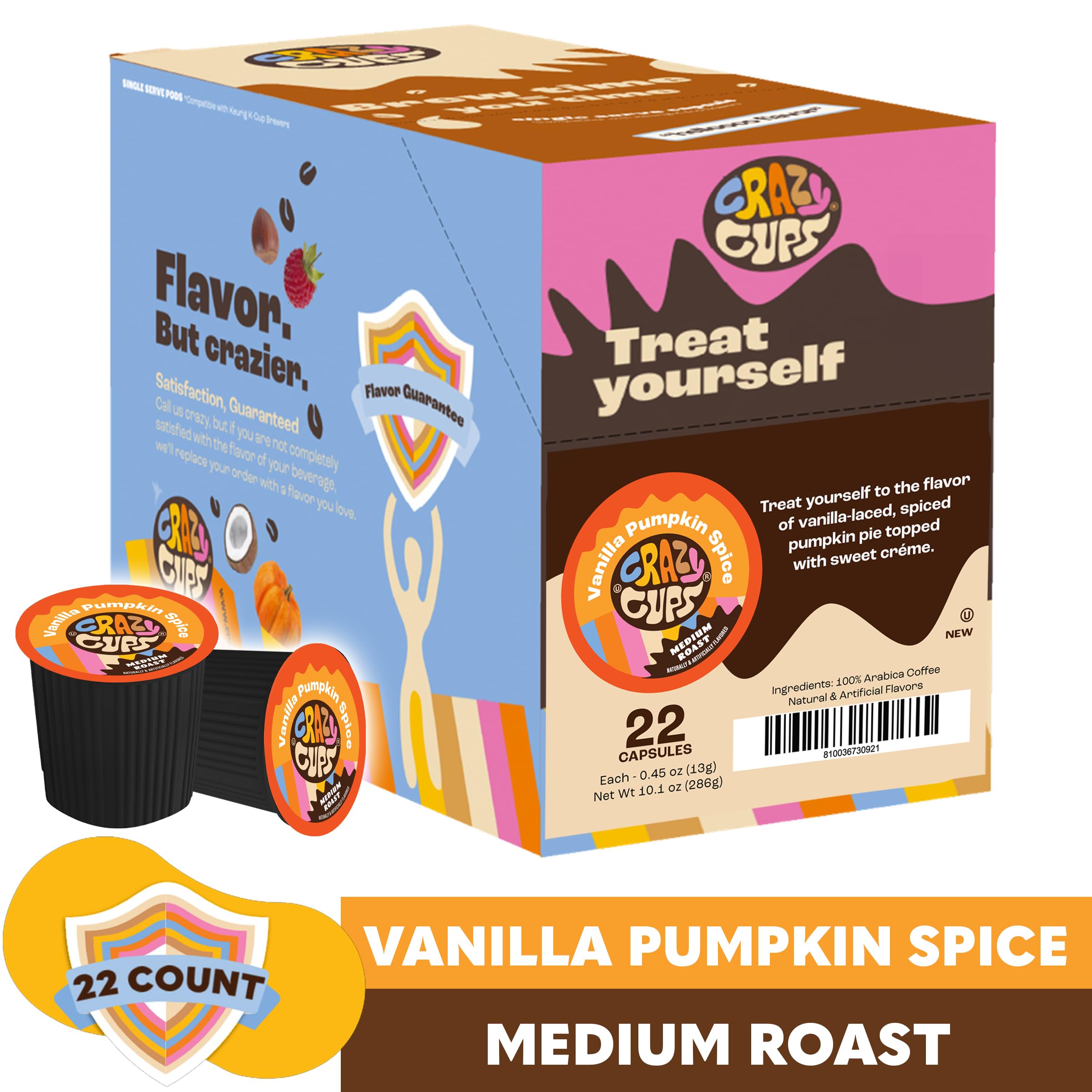 Crazy Cups brewed cup steaming with pumpkin vanilla aroma for cozy mornings
