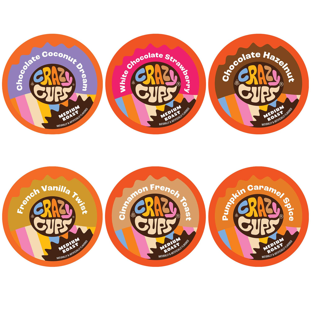 Crazy Cups variety pack front packaging showing flavors and 24-count — clear gift-ready presentation