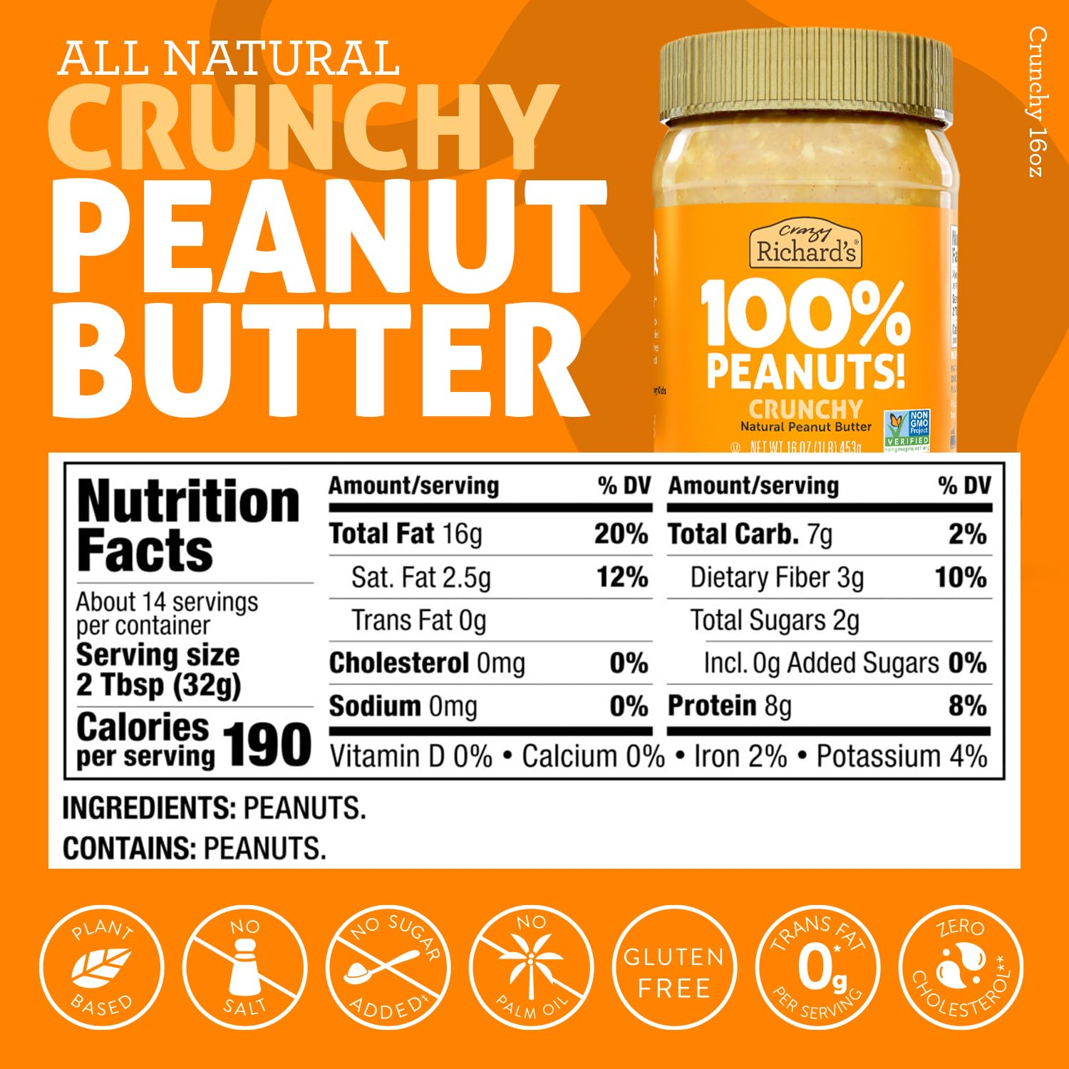 Crazy Richard's crunchy peanut butter close-up showing nut pieces for texture