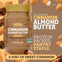 Crazy Richard's raw ingredients layout showing almonds cinnamon sea salt cane sugar