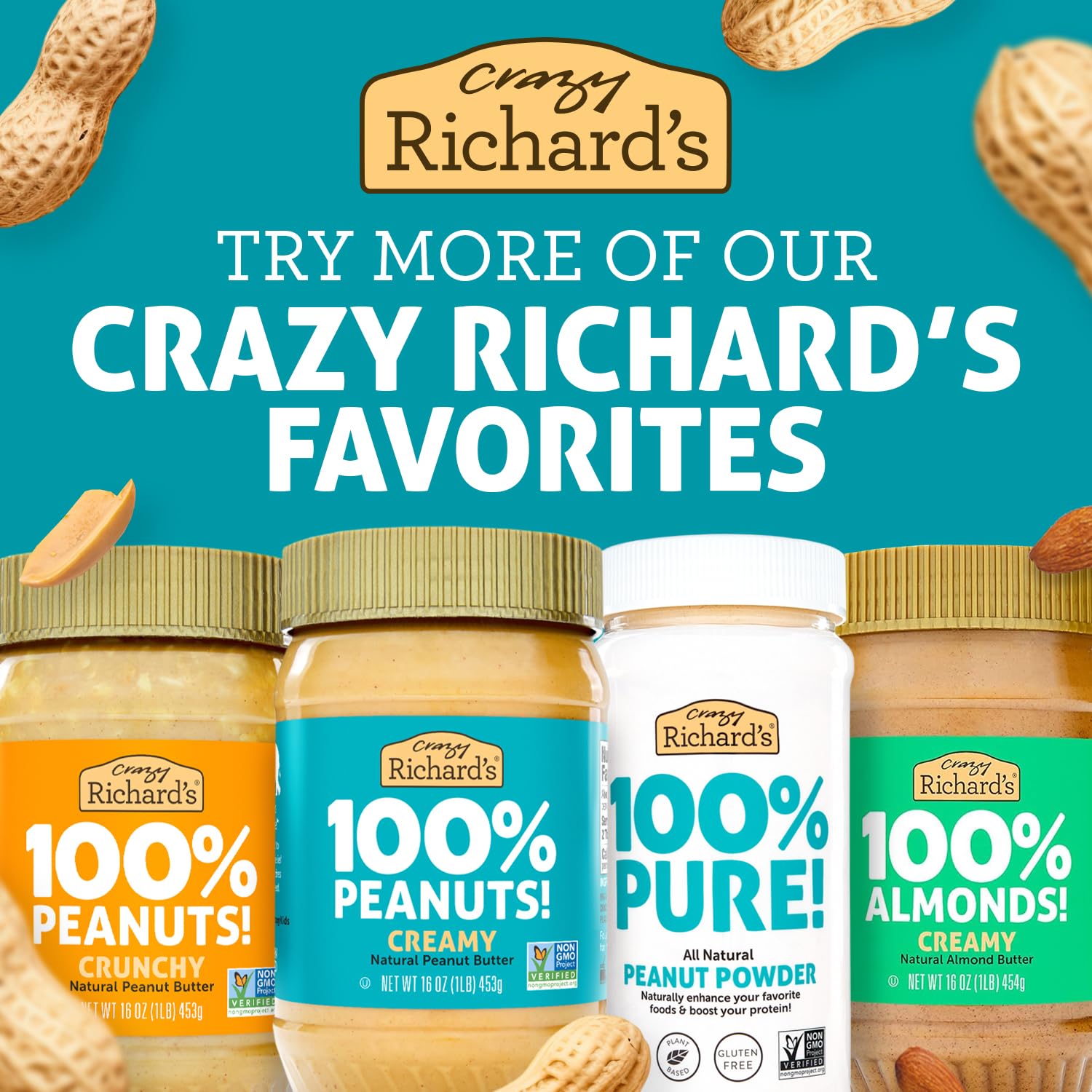 Crazy Richard's pile of California almonds showing single-ingredient quality benefit