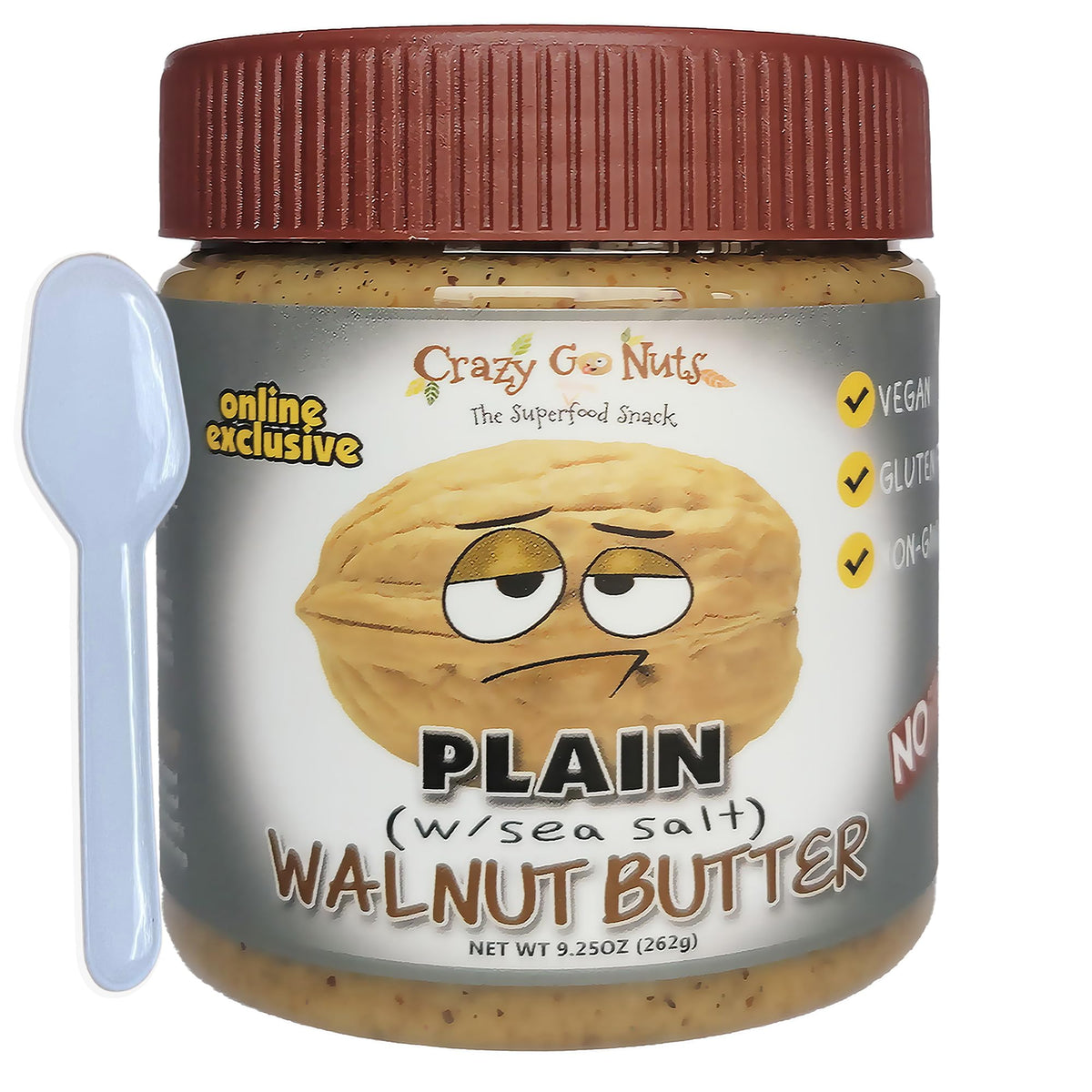 CrazyGoNuts jar front view showing label and jar benefits