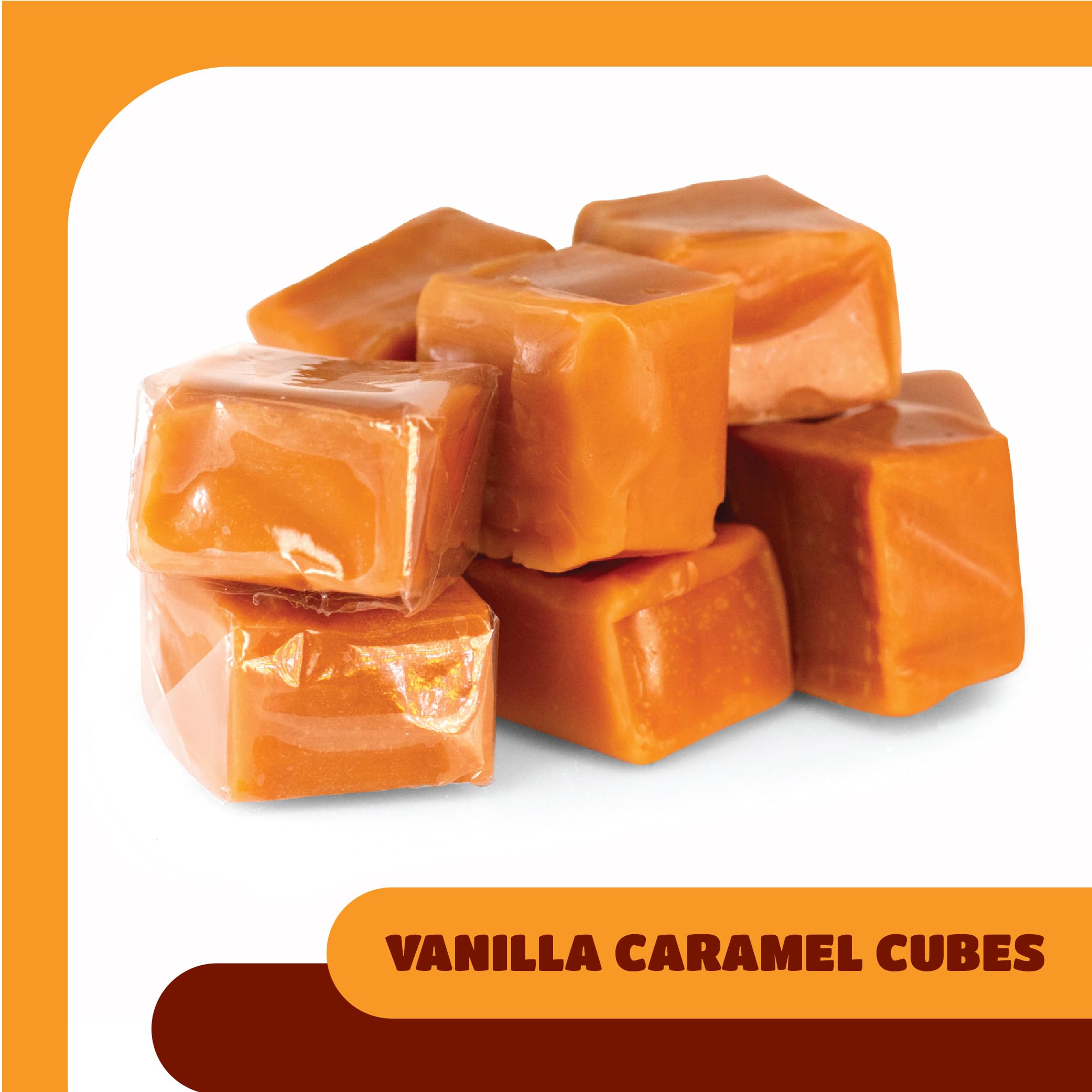 CRAZYOUTLET caramel cubes served in a glass bowl ready for guests and buffet presentation