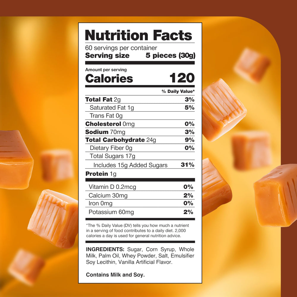 CRAZYOUTLET close-up of caramel cubes revealing creamy texture benefit