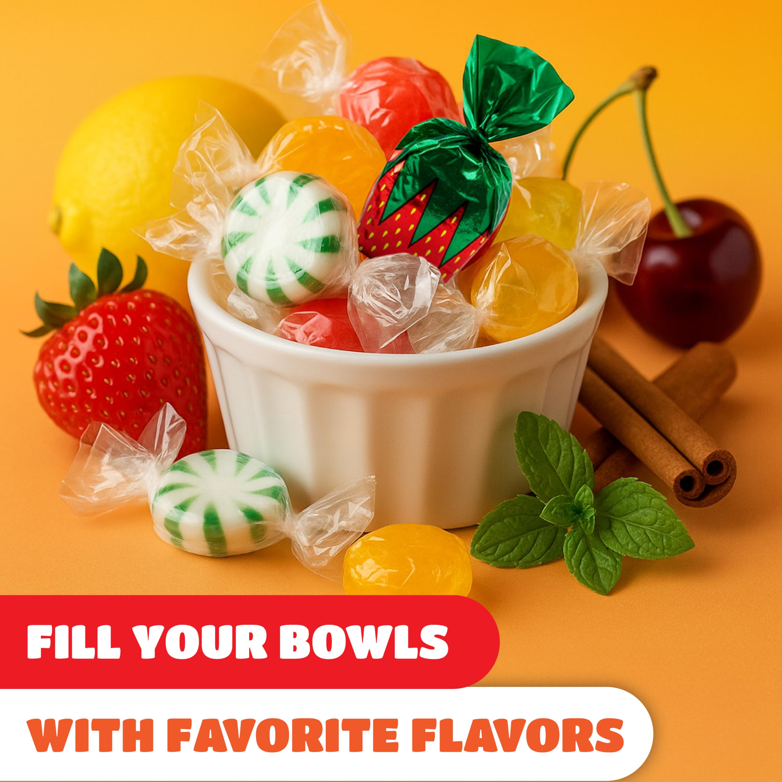 CRAZYOUTLET individually wrapped hard candies scattered to show hygienic servings