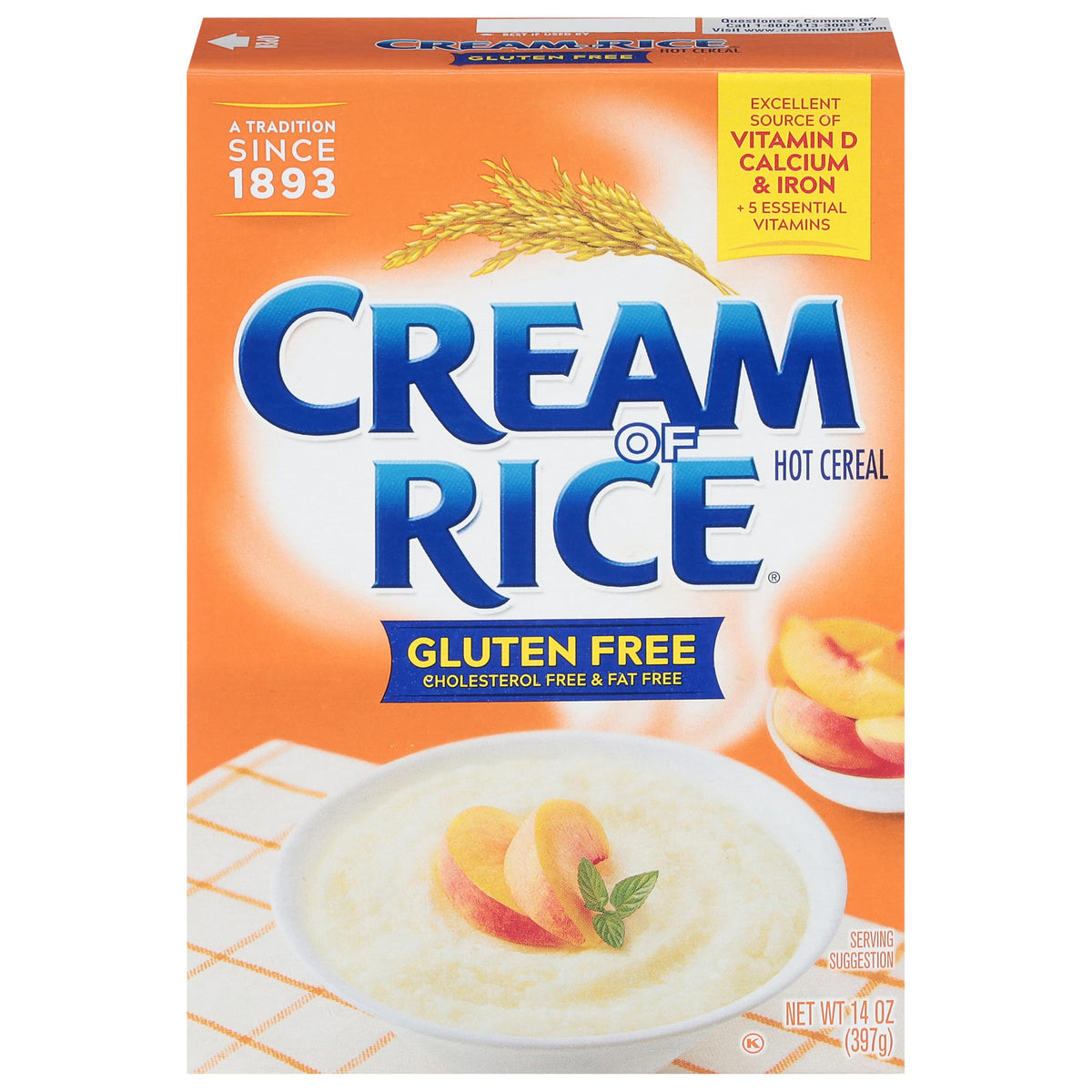 Cream of Rice front pack showing 14 oz box and branding, clear product visibility