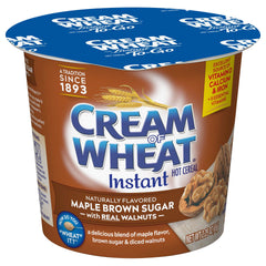 Cream of Wheat front packaging showing maple brown sugar walnut flavor and quick convenience