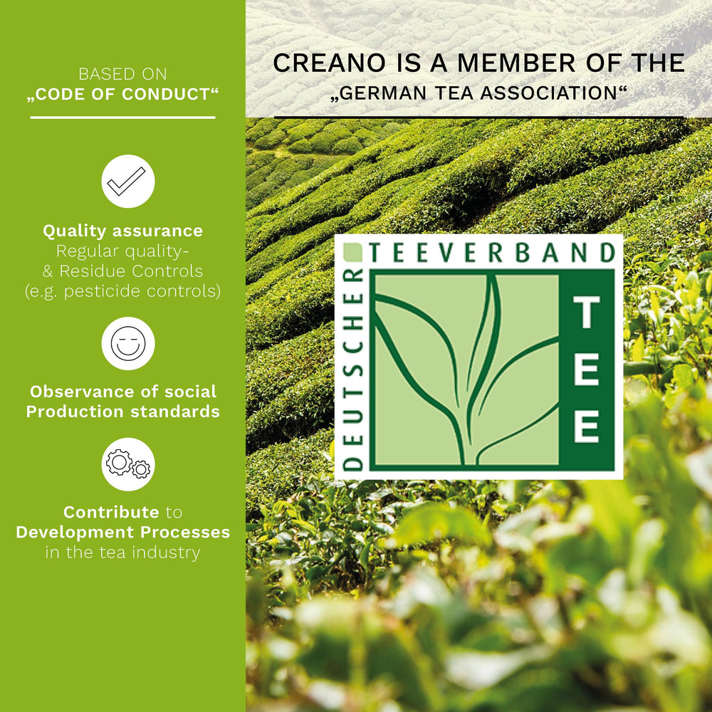 Creano tea flowers lined up six variations demonstrating flavor variety