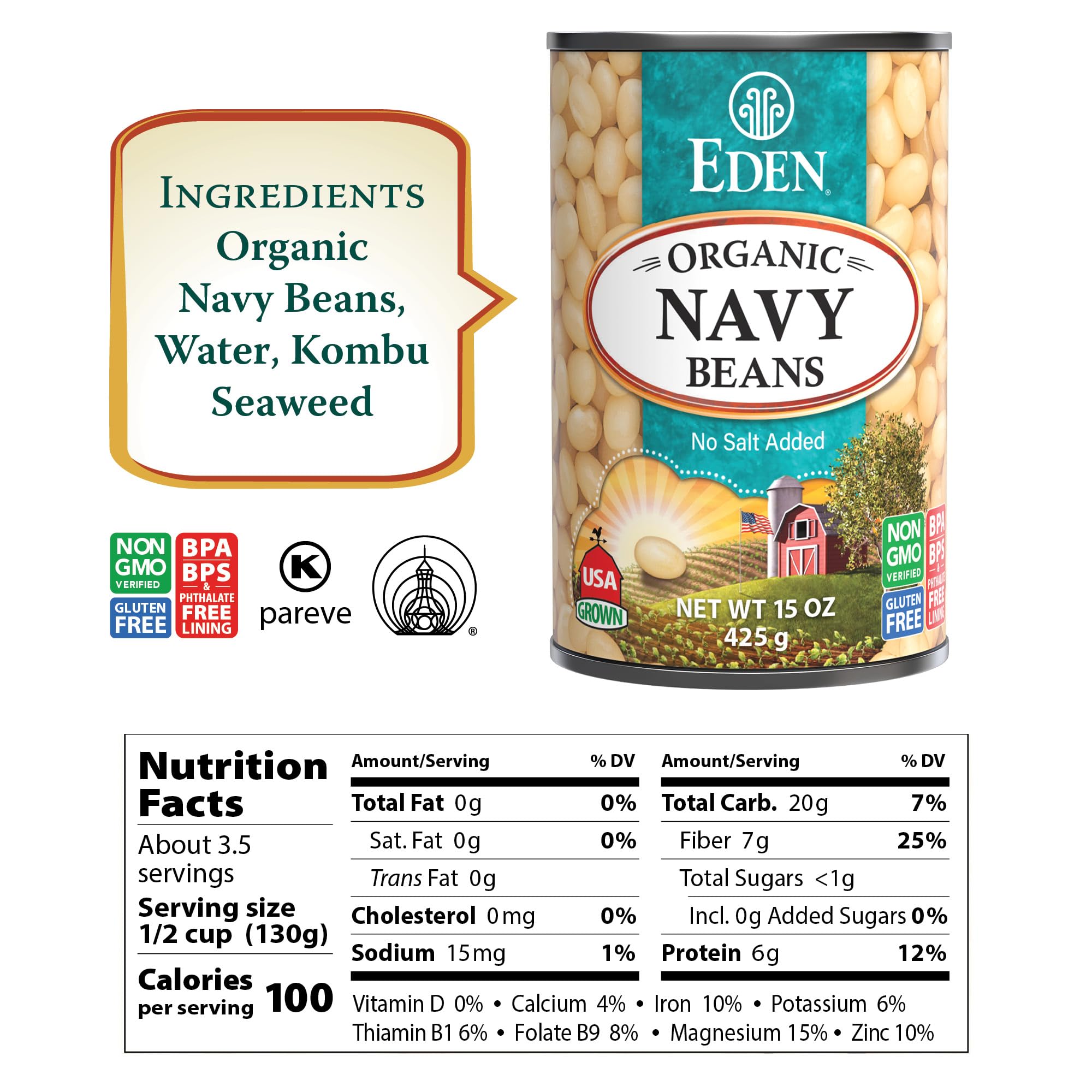 CREATION AND MAINTENANCE OF PURITY IN FOOD ingredient label close-up highlighting no salt and non-GMO