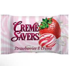 Individually wrapped Creme Savers piece unwrapped to show portion control and freshness