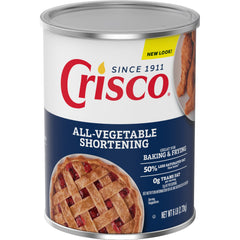 Crisco 6 lb can front view showing iconic blue packaging and pantry-ready benefit