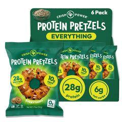 Crisp Power front packaging showcasing everything flavor and 6-pack convenience