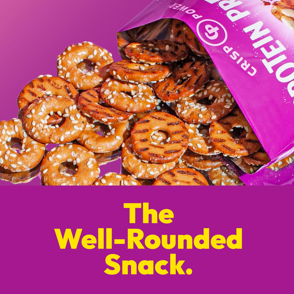 CRISP POWER pretzels in a picnic setting showing convenient snack for active, outdoor days