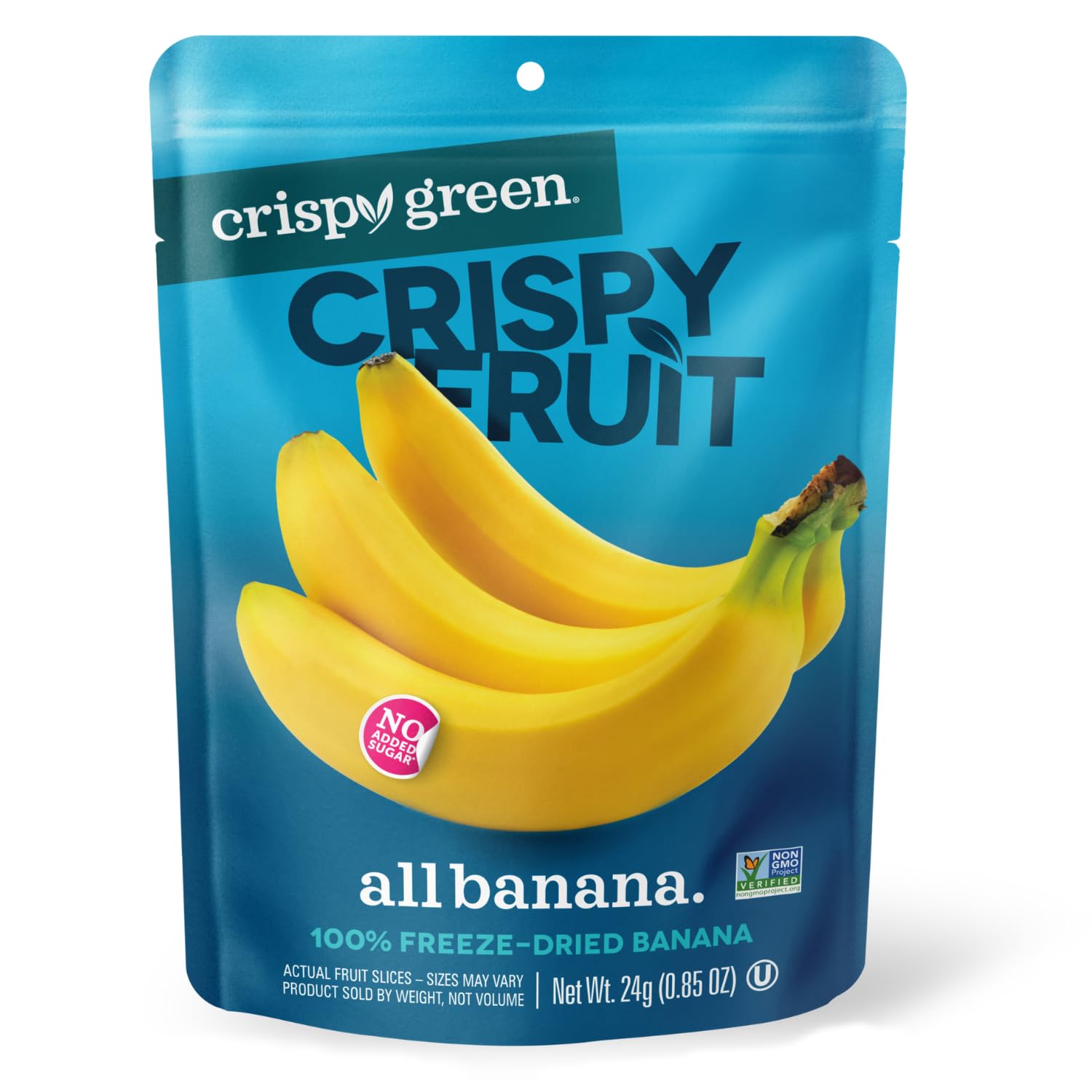 Crispy Green front packaging showing 12-pack and natural benefits
