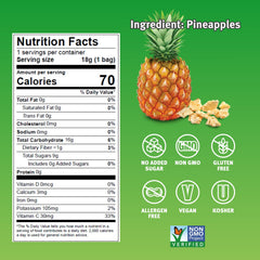 Crispy Green open bag revealing whole crunchy pineapple pieces for quick snacking