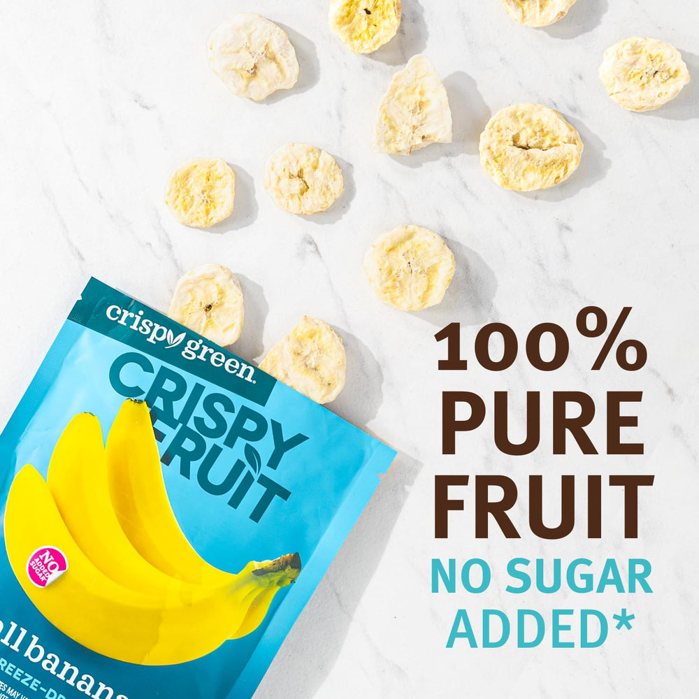 Hand holding Crispy Green banana crisp demonstrating portable, mess-free snack