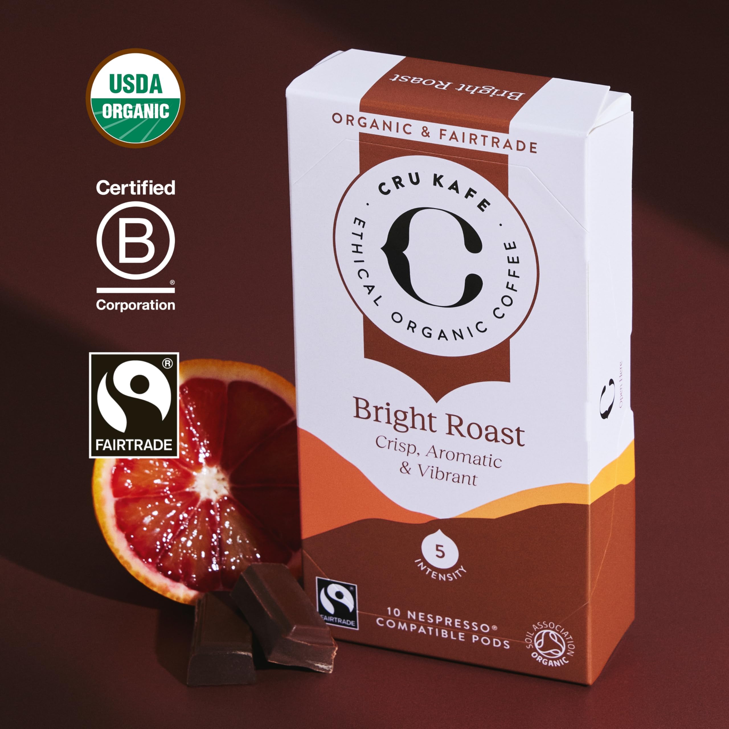 Cru Kafe close-up of a capsule texture highlighting roast quality and freshness