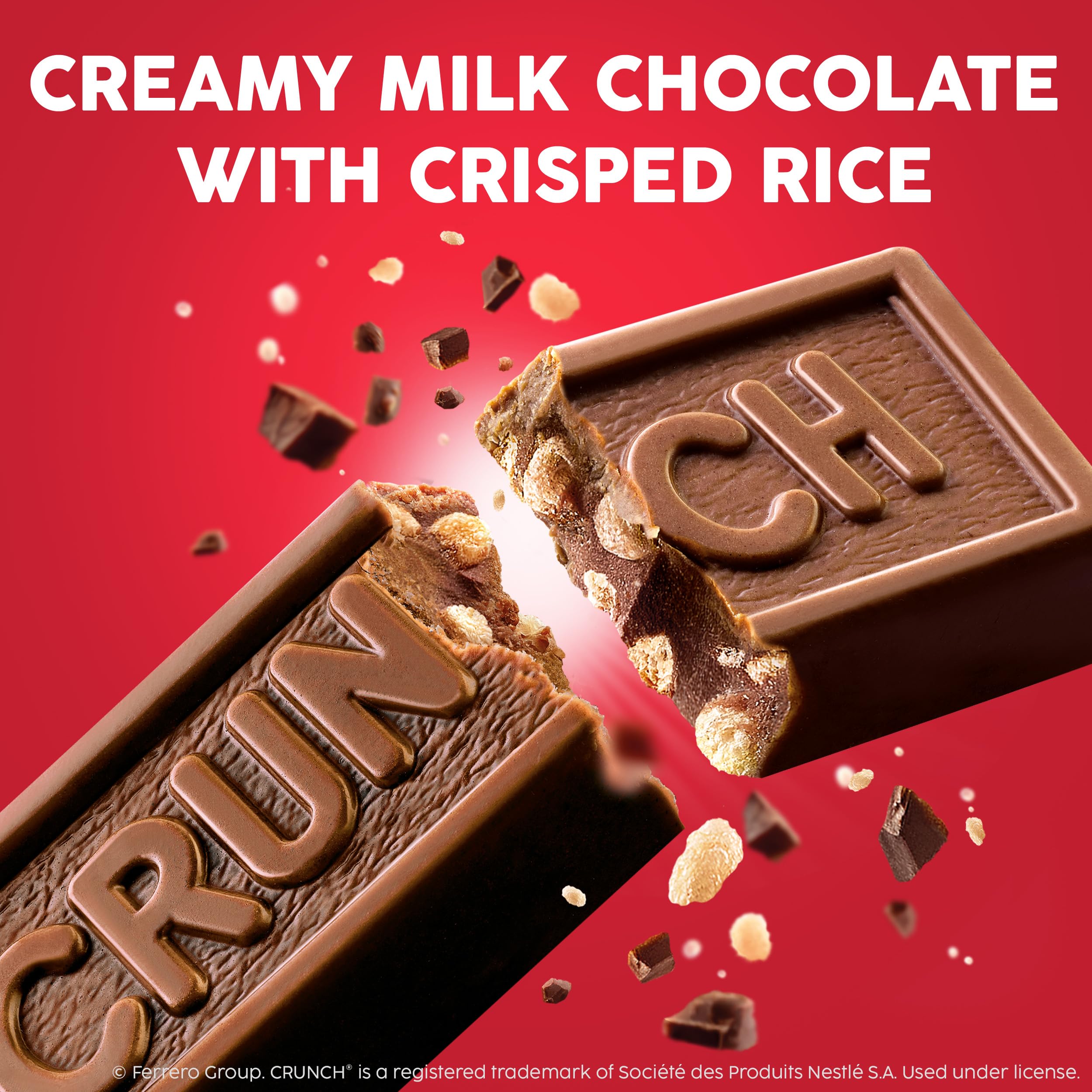 Crunch bar broken to expose crisped rice for visible crunchy bite benefit