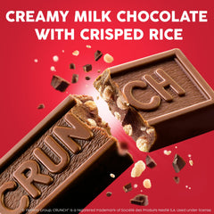 Crunch bar broken to expose crisped rice for visible crunchy bite benefit