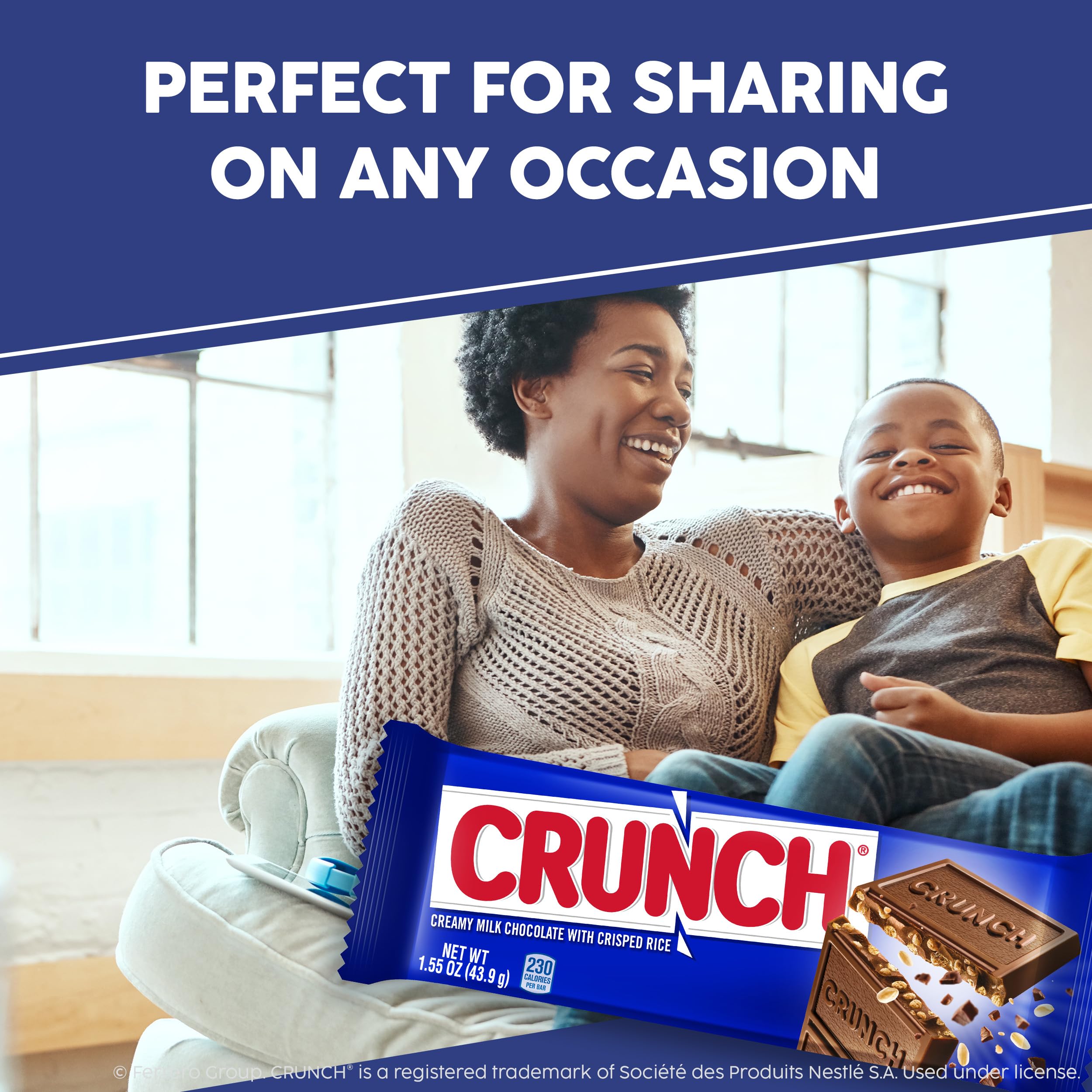 Crunch portion size next to hand showing scale for single-serve convenience