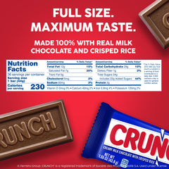 Crunch unwrapped bar closeup revealing milk chocolate texture and crunch benefit