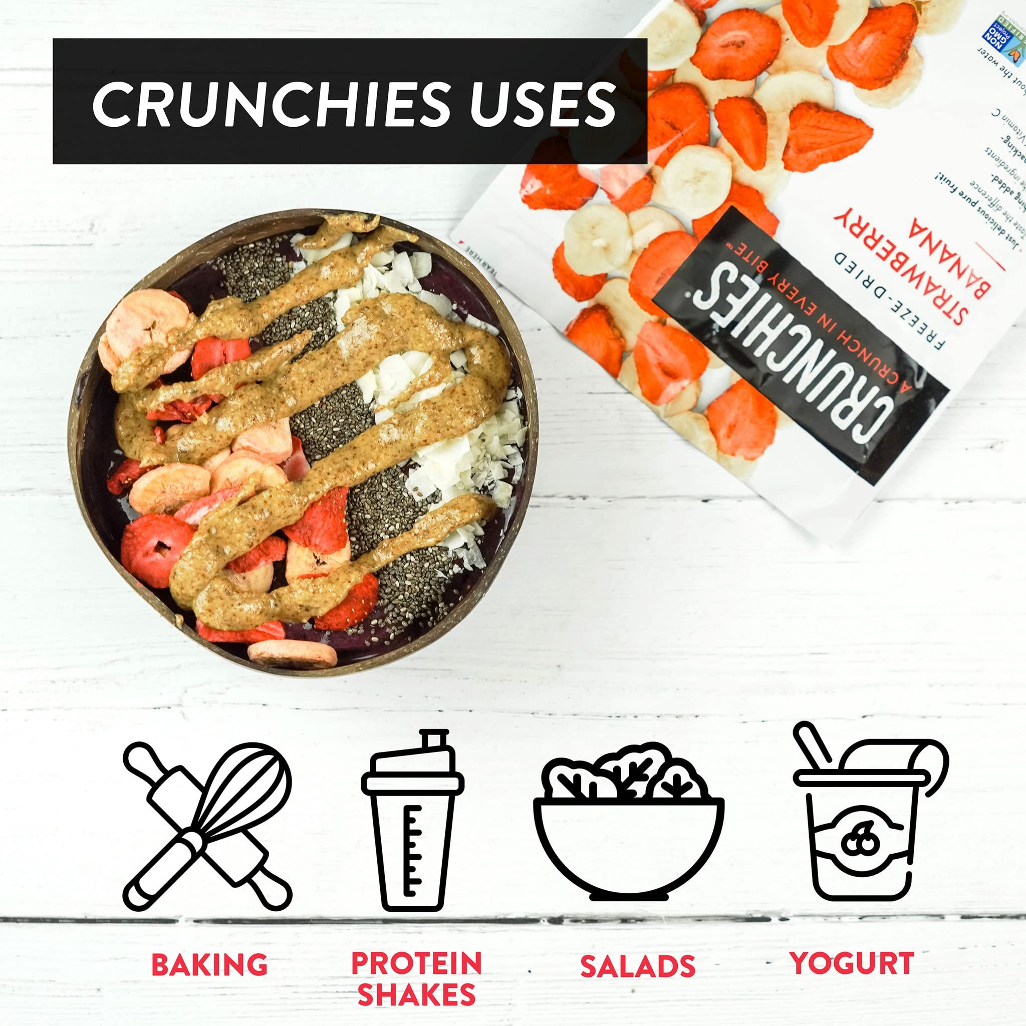 Crunchies used as baking topping adding concentrated fruit flavor