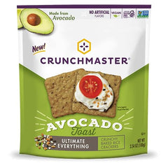 Crunchmaster cracker close-up highlighting crisp texture and seed-filled bite