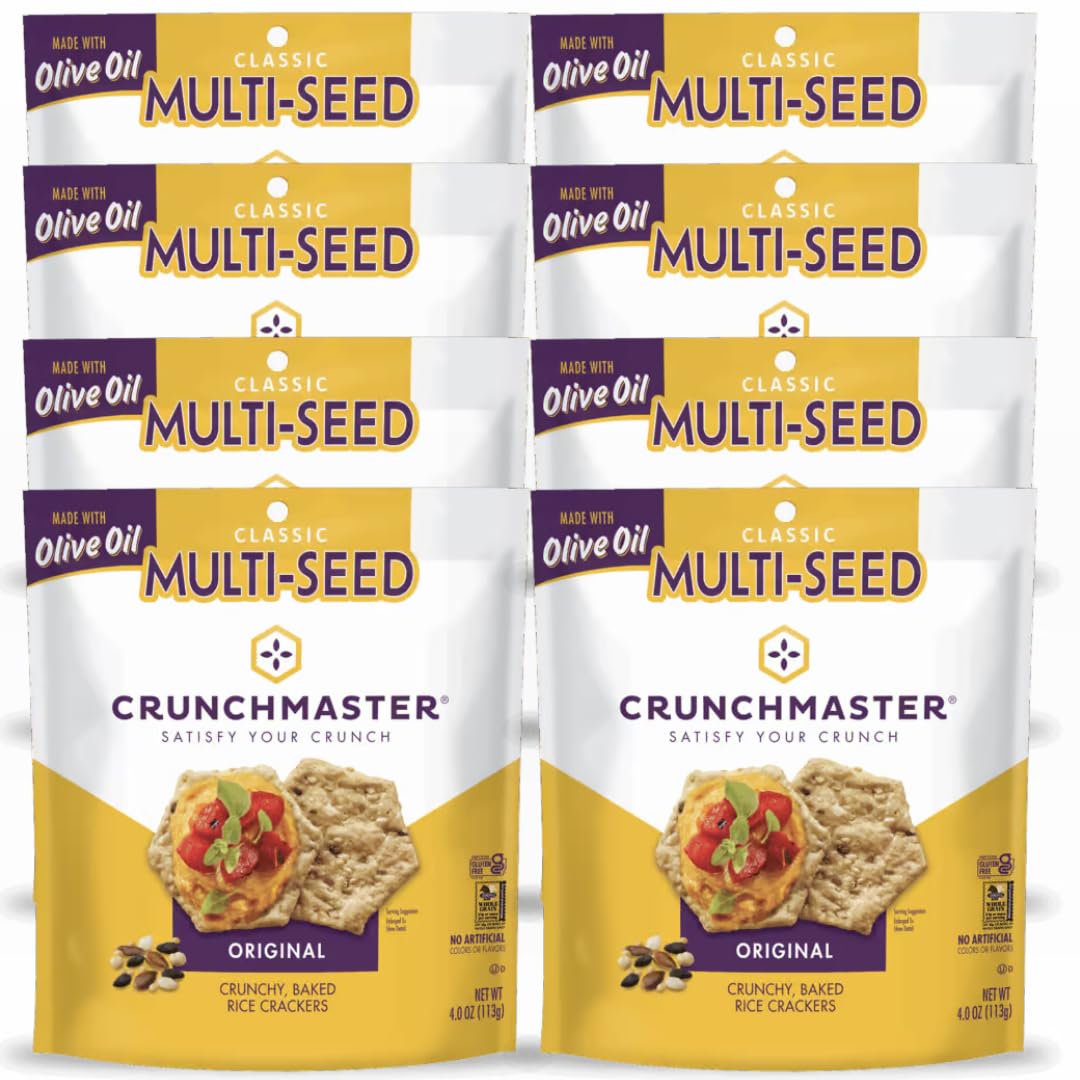 Crunchmaster front packaging showing 8 snack boxes and brand clarity