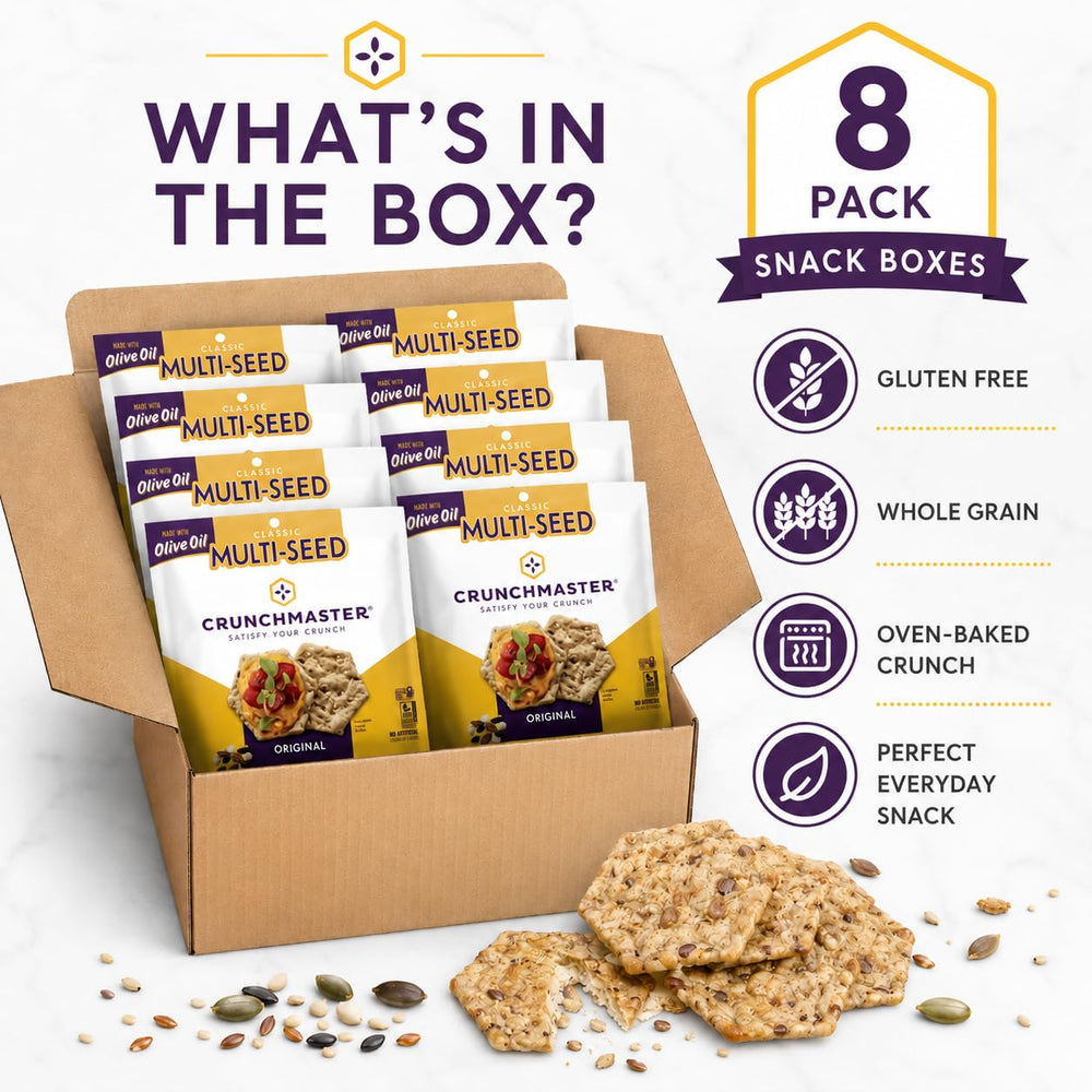 Crunchmaster individual snack pack opened for easy portable benefit