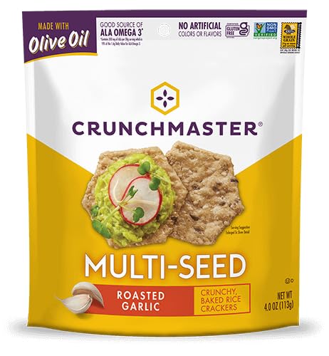 Crunchmaster multiseed sea salt crackers stacked to show thin, crunchy layers